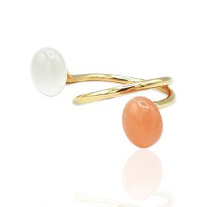 Superoro 18K Rose Gold Quartz & Moonstone Ring